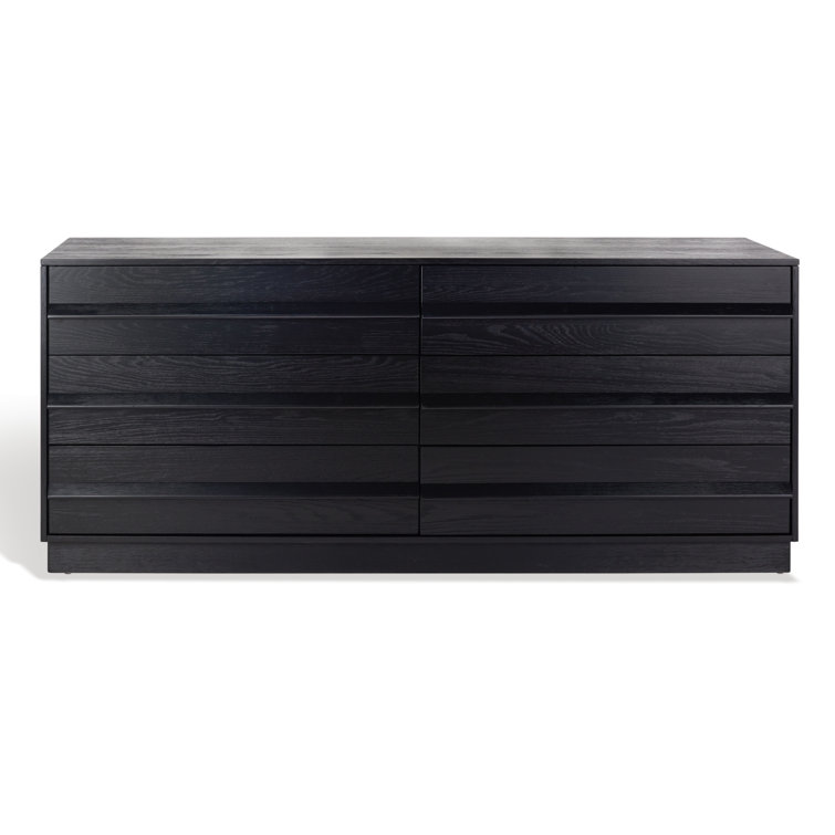Deirdra Sleek Black Oak Veneer 6-Drawer Dresser with Seamless Handles