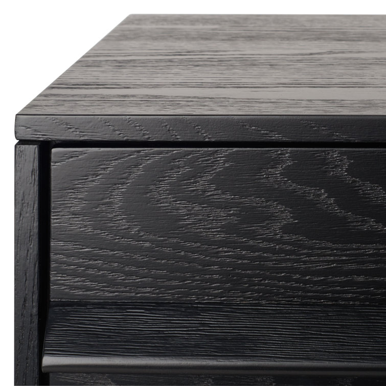 Deirdra Sleek Black Oak Veneer 6-Drawer Dresser with Seamless Handles