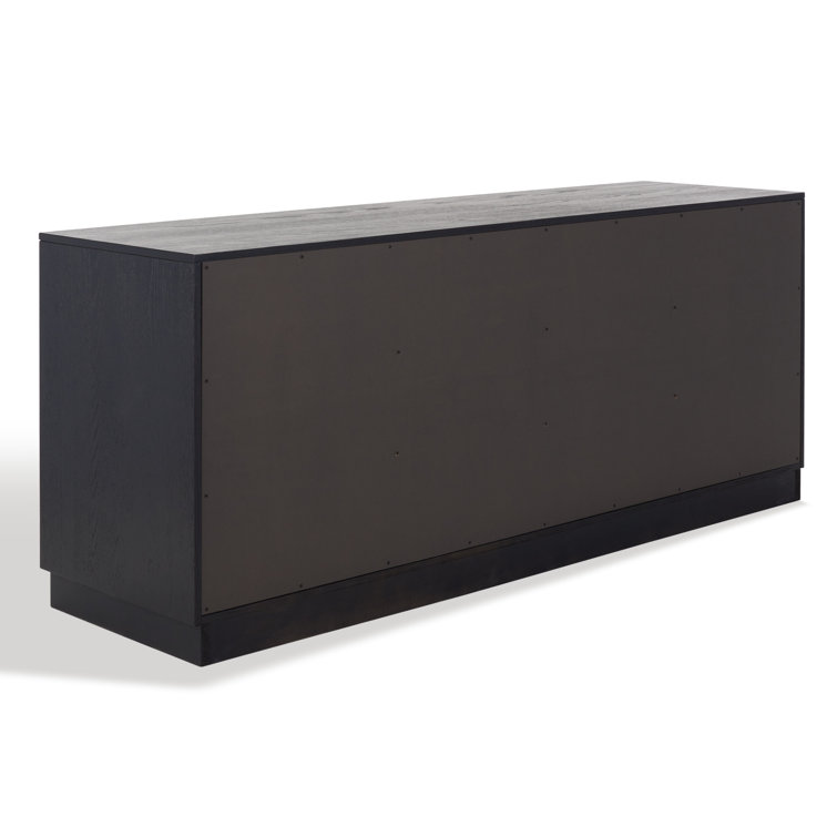 Deirdra Sleek Black Oak Veneer 6-Drawer Dresser with Seamless Handles