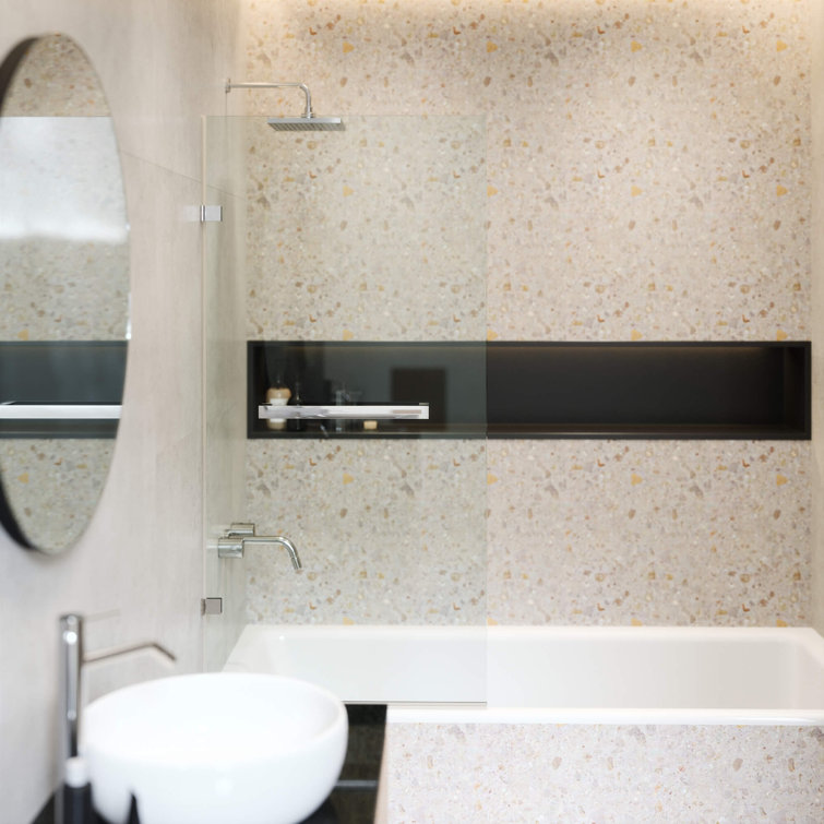 34'' W x 58'' H Frameless Glass Tub Door with Chrome Finish