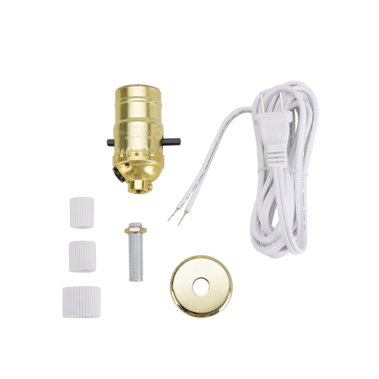 Polished Brass Make-A-Bottle Lamp Kit with White Cord