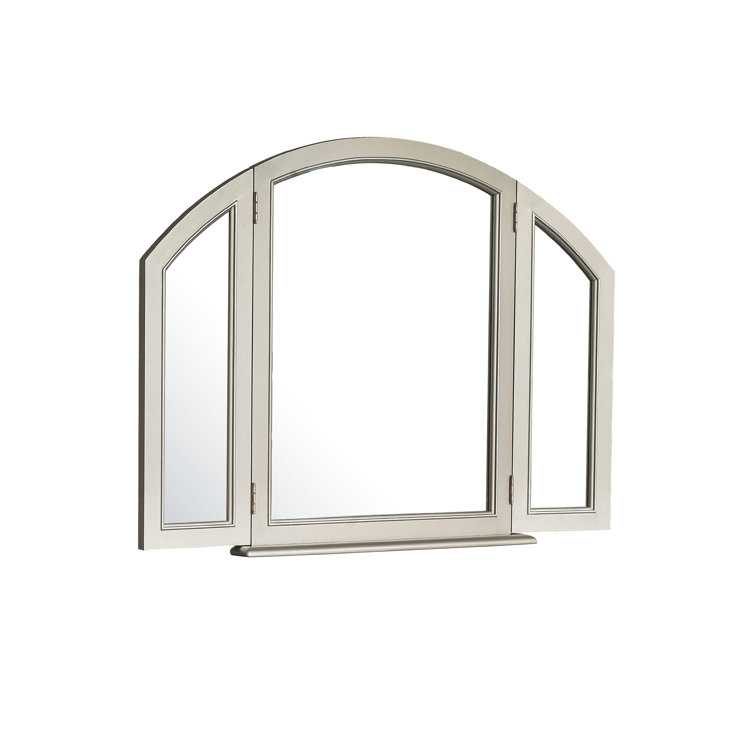 Zoey Silver Tri-Fold Vanity Mirror with Champagne Finish