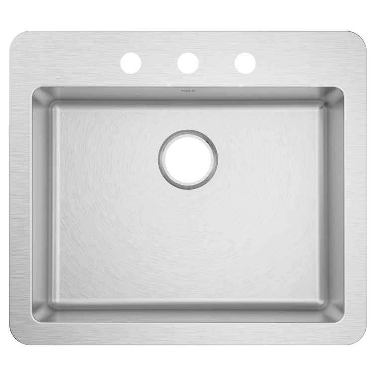 Stainless Steel Single Bowl Drop-In Kitchen Sink with Rear Drain