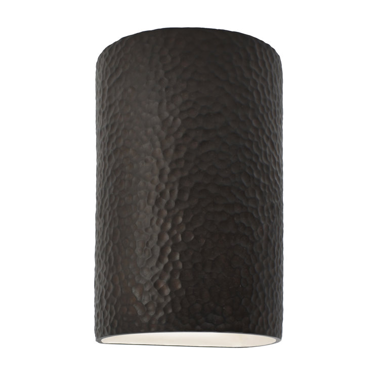 Hammered Iron Cylinder Ceramic Outdoor Wall Light