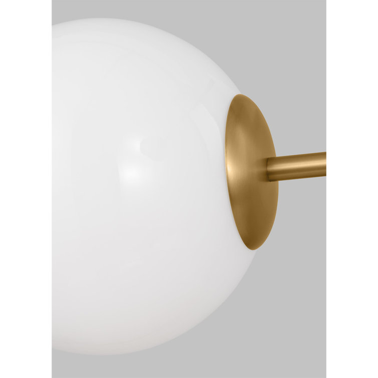Matte White and Burnished Brass 4-Light Geometric Chandelier