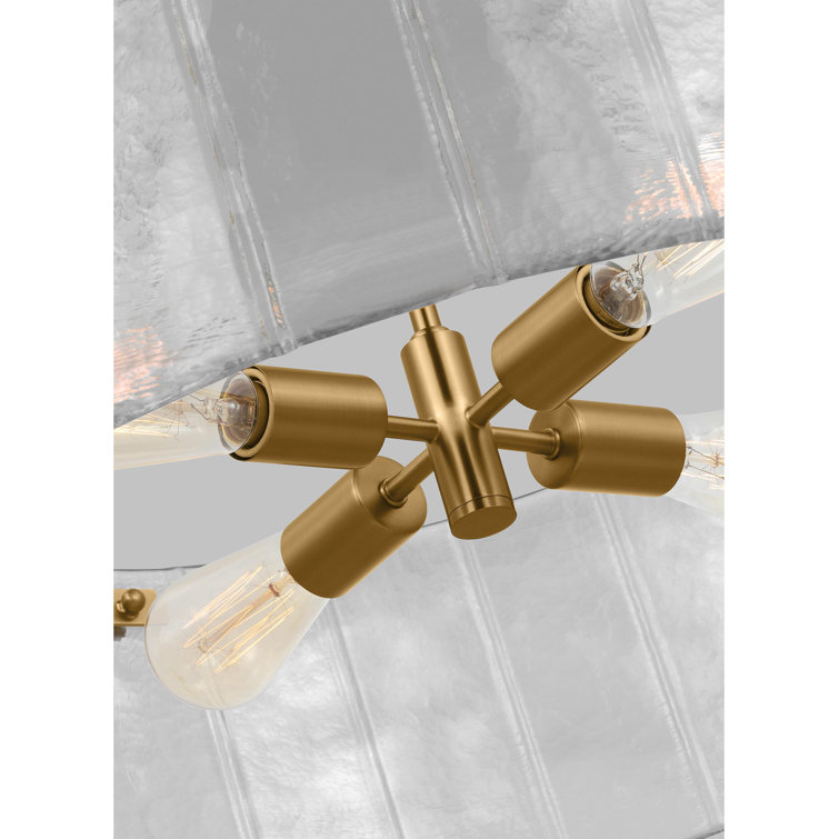 Burnished Brass 4-Light Drum Chandelier with Clear Glass Shade