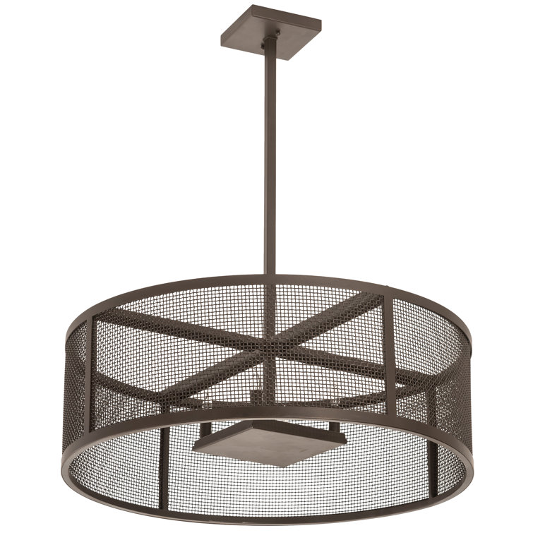 Bronze 4-Light Drum LED Indoor/Outdoor Pendant