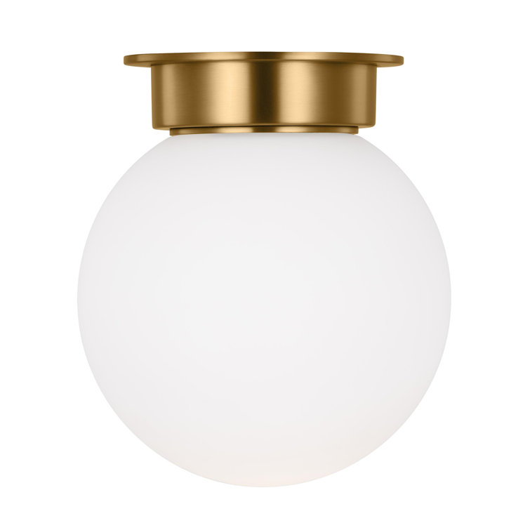 Burnished Brass Globe Flush Mount with Milk White Glass Shade