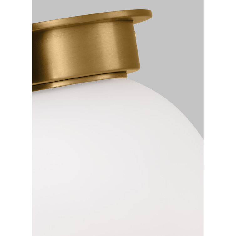Burnished Brass Globe Flush Mount with Milk White Glass Shade