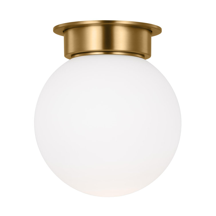 Burnished Brass Globe Flush Mount with Milk White Glass Shade