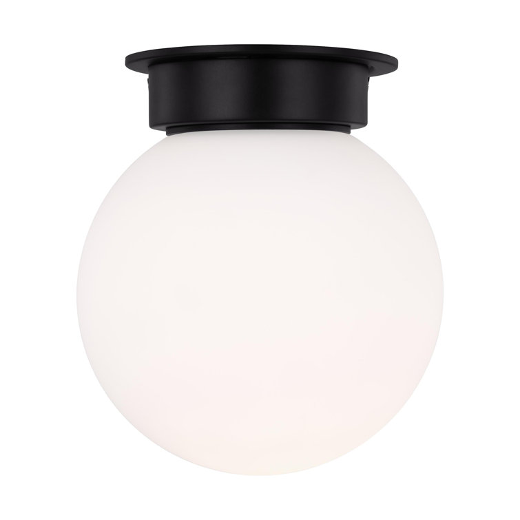 Midnight Black and Milk White Glass Globe Flush Mount Light