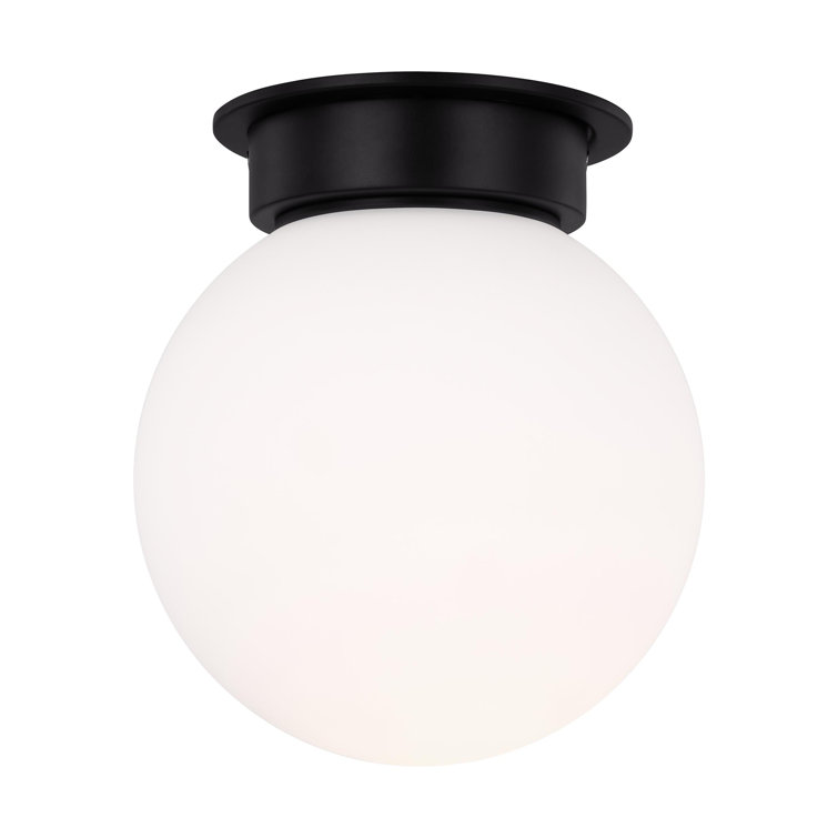 Midnight Black and Milk White Glass Globe Flush Mount Light