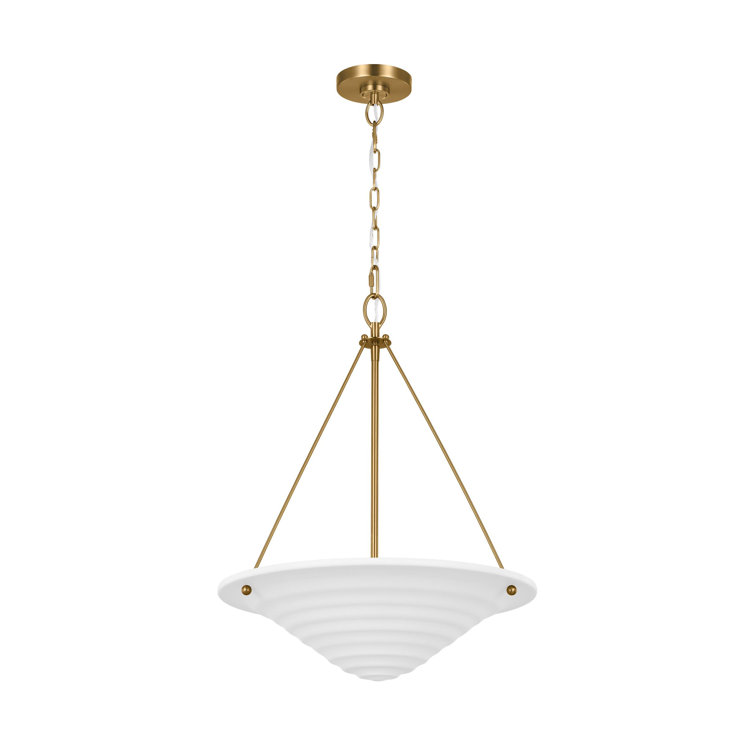 Textured White and Brass 3-Light Indoor Pendant