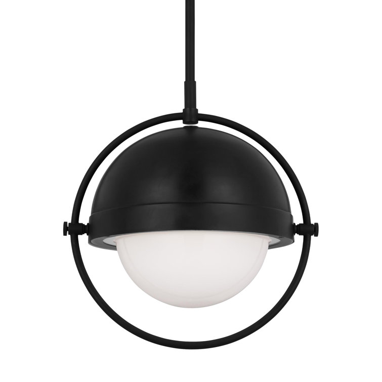 Aged Iron 1-Light Globe Pendant with Milk White Glass Shade