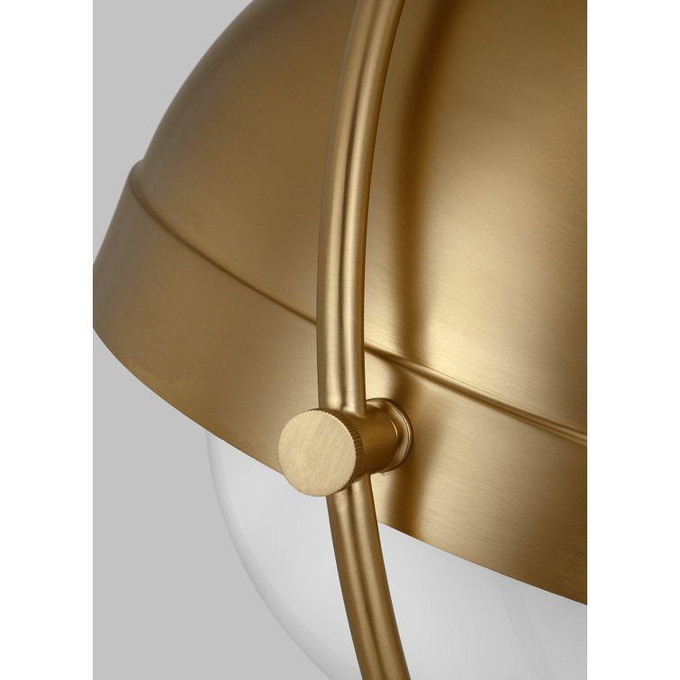 Burnished Brass Globe Pendant with Milk White Glass Shade