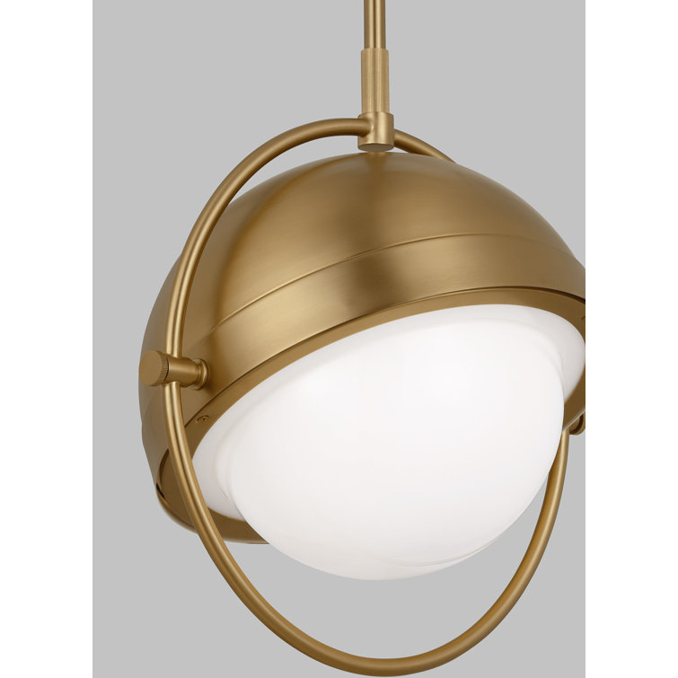 Burnished Brass Globe Pendant with Milk White Glass Shade