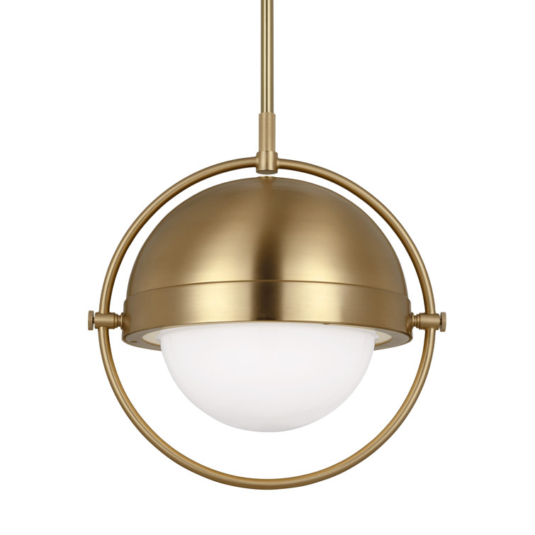 Burnished Brass Globe Pendant with Milk White Glass Shade