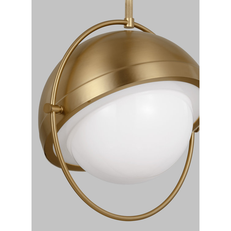 Burnished Brass Globe Pendant with Milk White Glass Shade