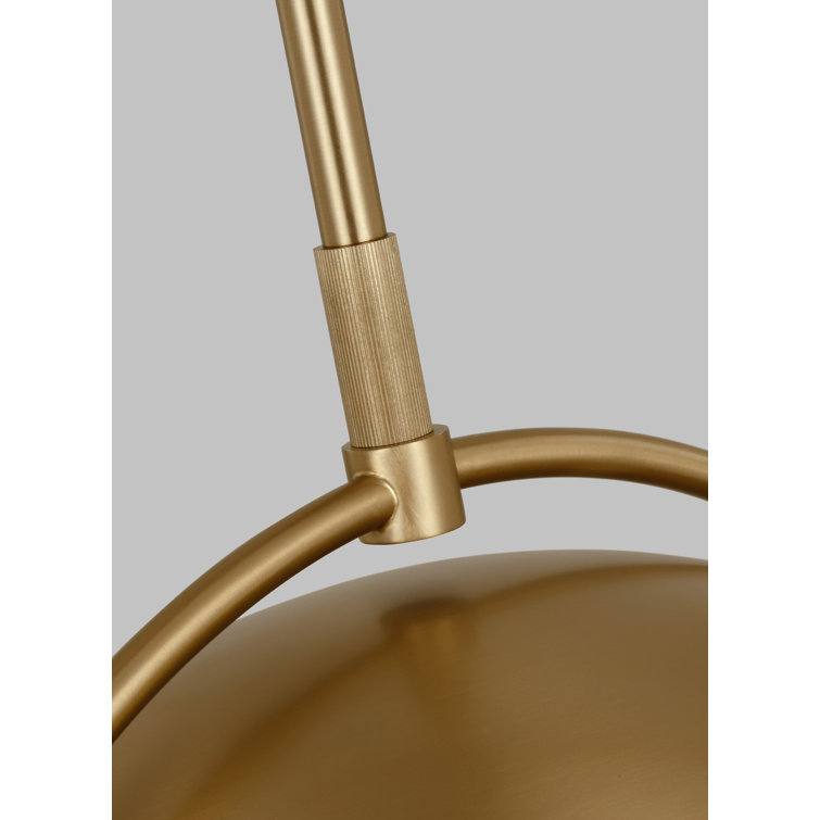 Burnished Brass Globe Pendant with Milk White Glass Shade
