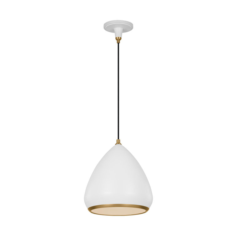 Matte White Teardrop Pendant Light with Aged Iron Shade