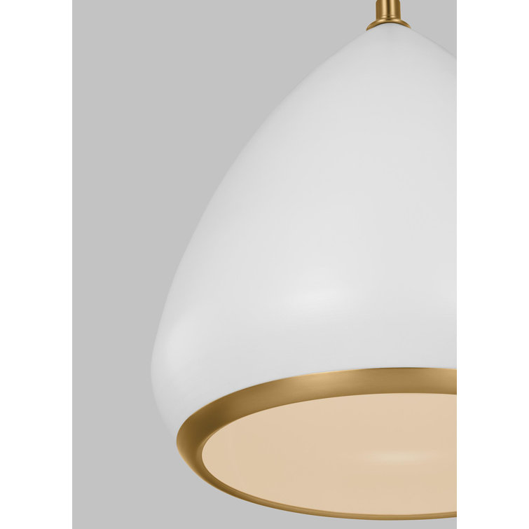 Matte White Teardrop Pendant Light with Aged Iron Shade