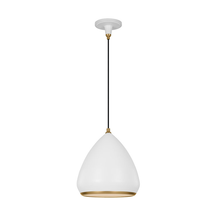 Matte White Teardrop Pendant Light with Aged Iron Shade