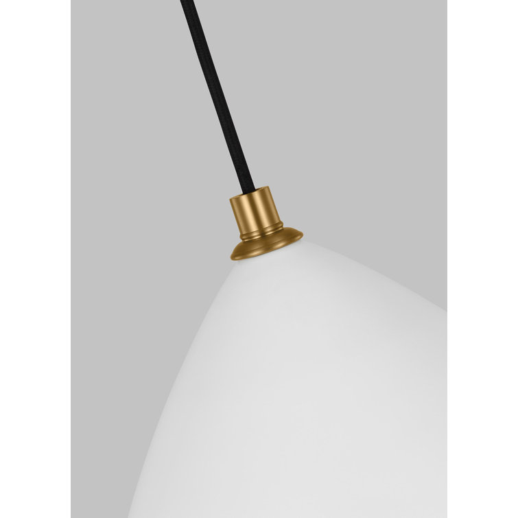 Matte White Teardrop Pendant Light with Aged Iron Shade