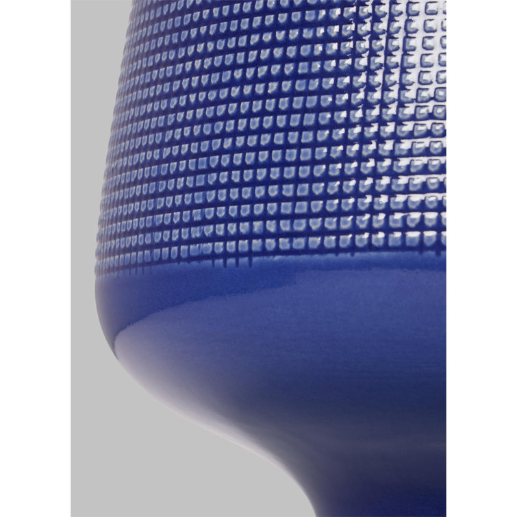 Blue Celadon Ceramic Table Lamp with White Linen Shade