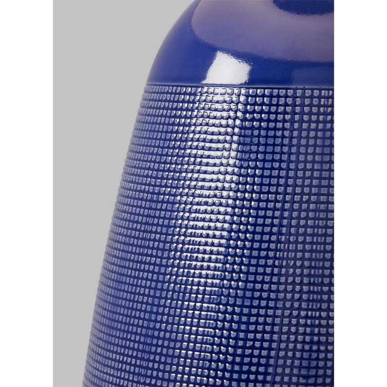 Blue Celadon Ceramic Table Lamp with White Linen Shade