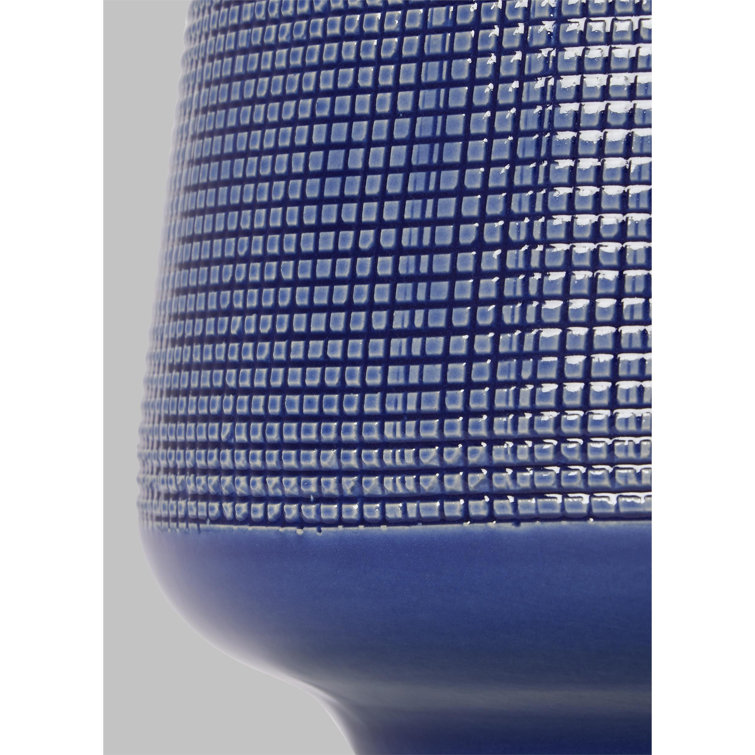 Blue Celadon Ceramic Table Lamp with White Linen Shade