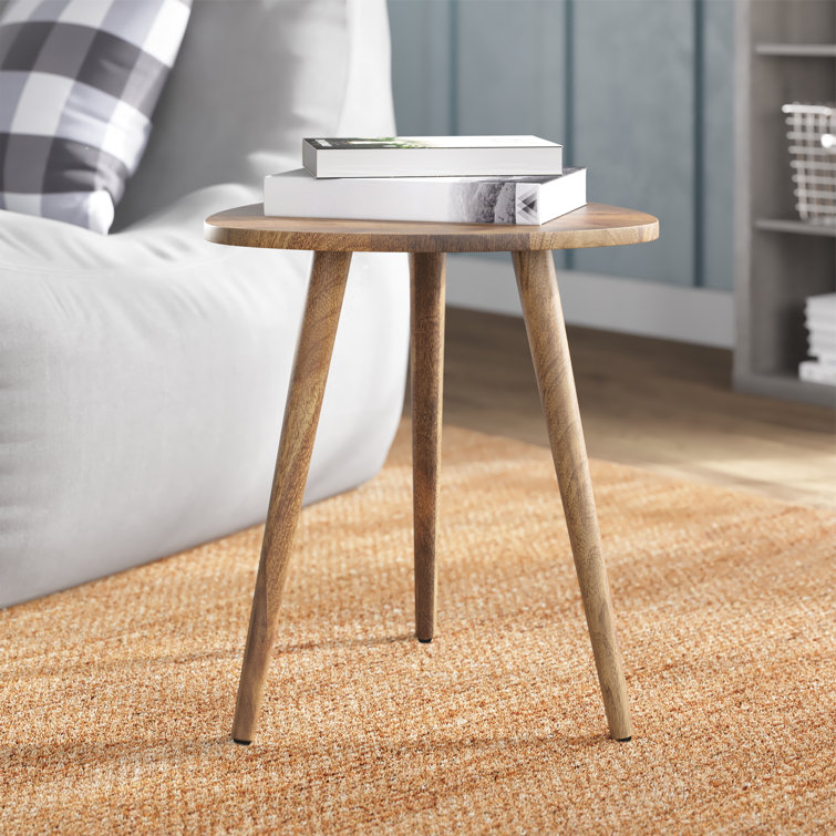 Natural Mango Wood Triangular 3-Leg End Table