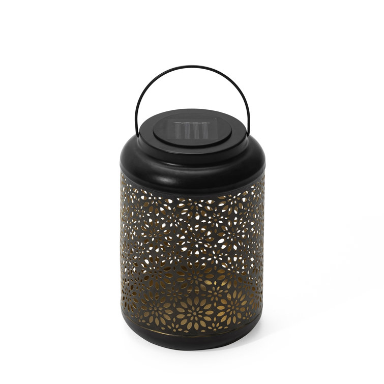 Black Cordless Cylinder Metal Outdoor Lantern with Edison Bulb
