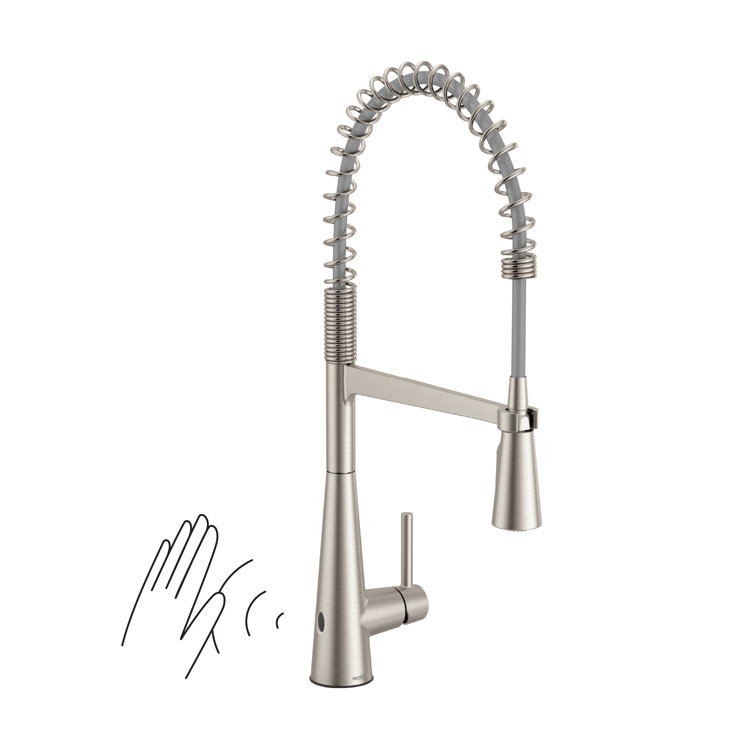 Spot Resist Stainless Steel MotionSense Wave Kitchen Faucet with Pull-out Spray