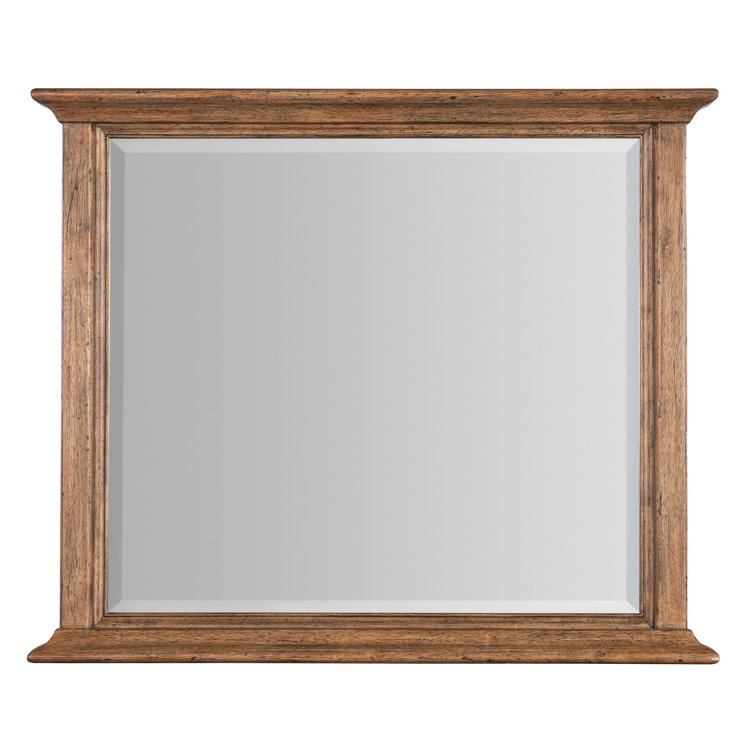 Vintage Natural Rectangular Wood Bathroom Mirror