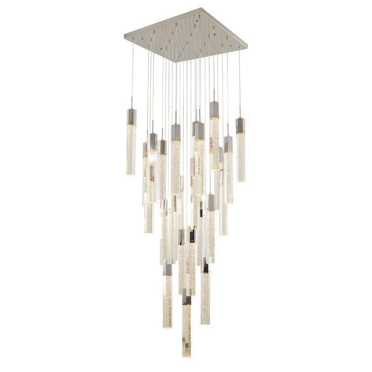 Chrome and Crystal 25-Light Modern Hanging Chandelier