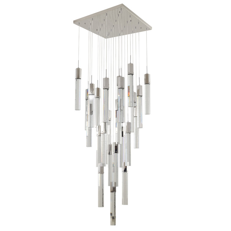 Chrome and Crystal 25-Light Modern Hanging Chandelier