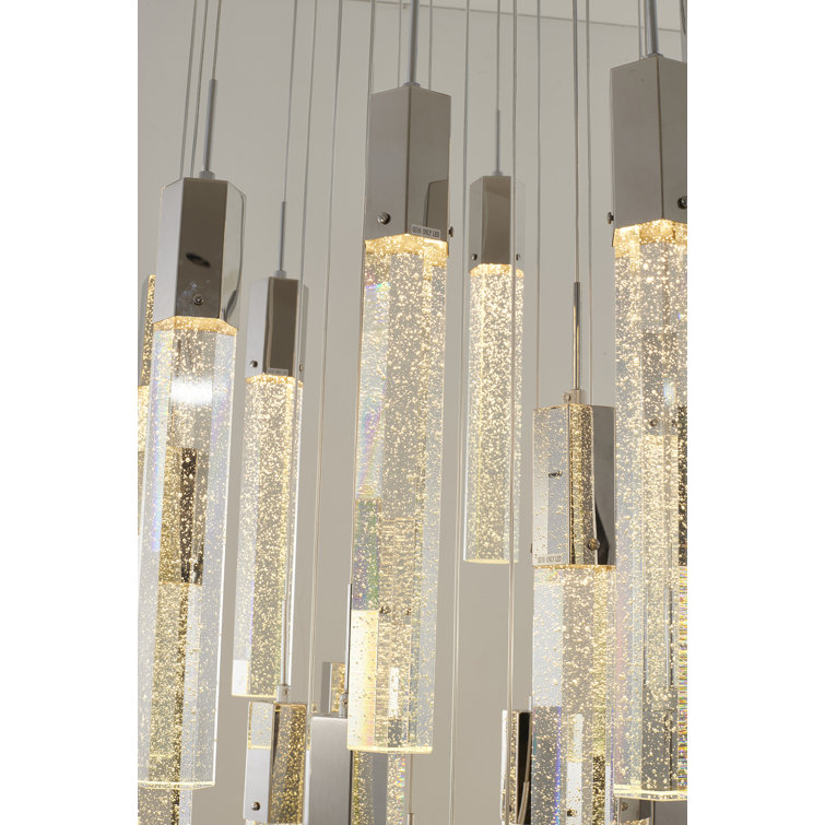 Chrome and Crystal 25-Light Modern Hanging Chandelier