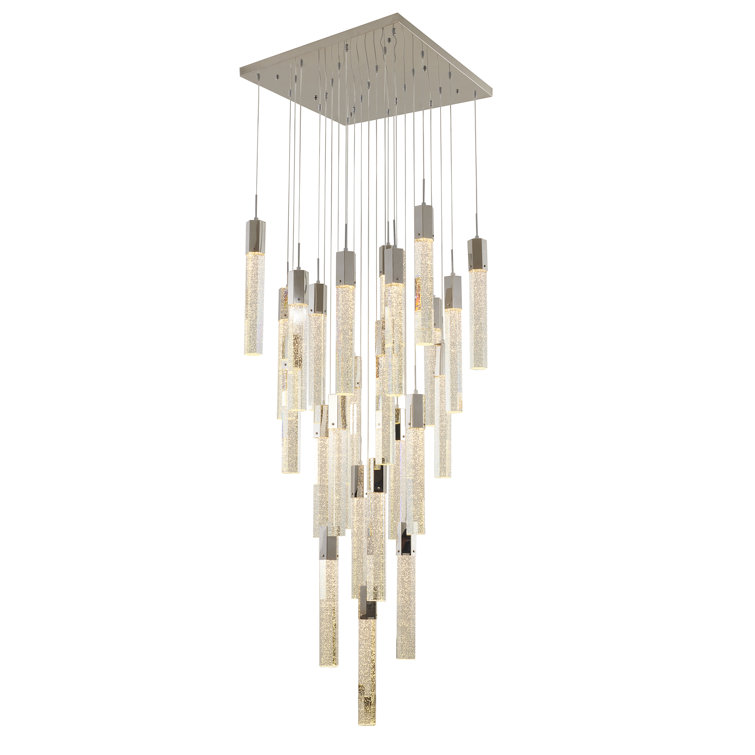 Chrome and Crystal 25-Light Modern Hanging Chandelier