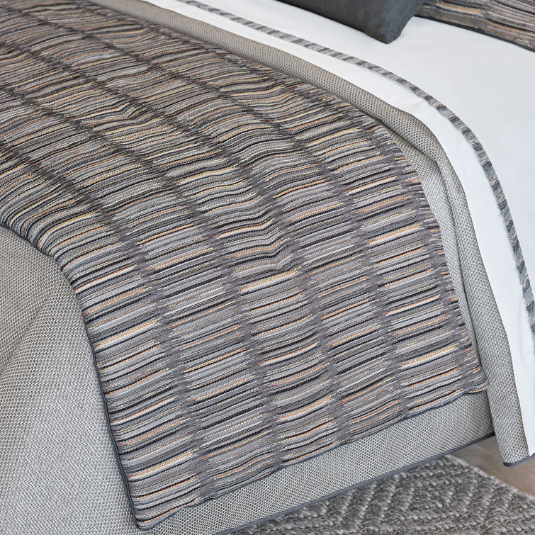 King Size Striped Rayon Bed Runner in Earth Tones