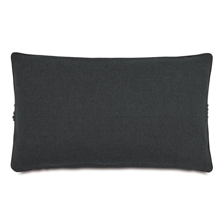 Gray and Black Chevron Appliqued Rectangular Lumbar Pillow