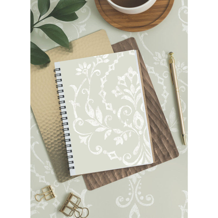 Taupe Damask Self-Adhesive Repositionable Wallpaper Roll