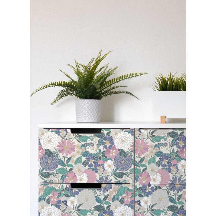 Pink and Beige Bohemian Floral Peel and Stick Wallpaper Roll
