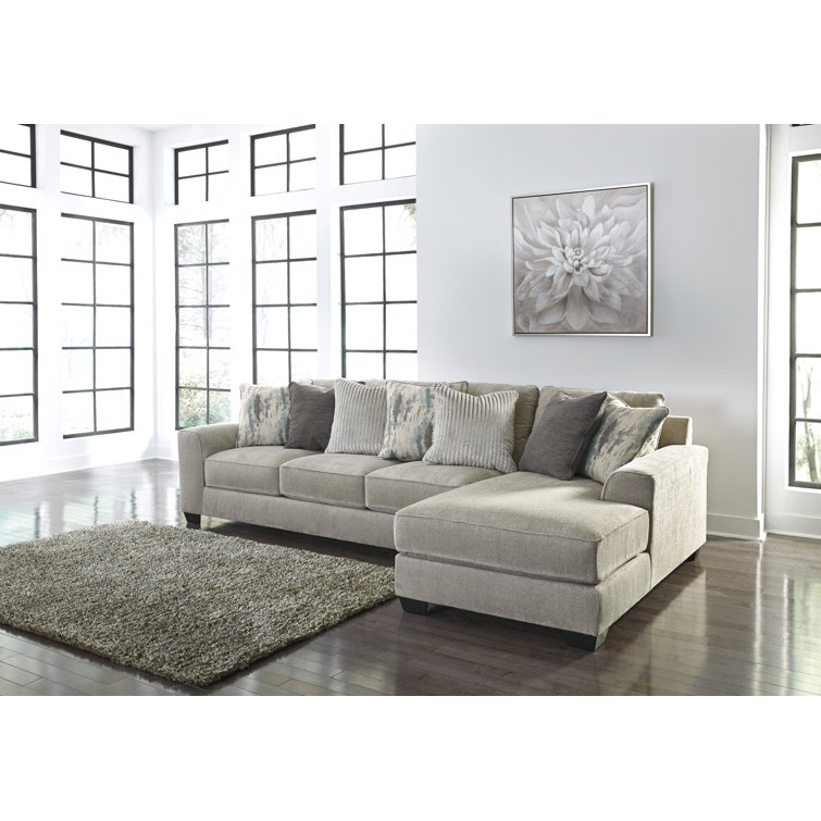 Pewter Fabric Three Piece Sofa with Removable Cushions