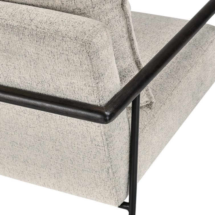 Eliicott Transitional Beige Polyester Accent Chair with Birch Legs