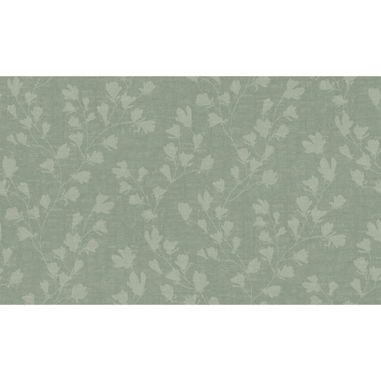 Green Floral Non-Woven Embossed Wallpaper Roll