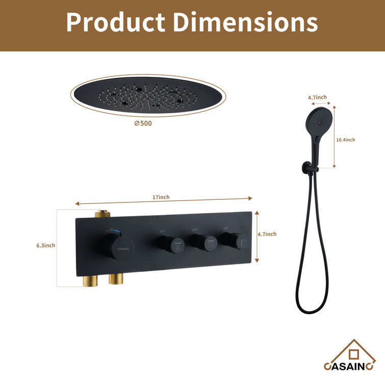 Matte Black Stainless Steel Rain and Pulse Shower System
