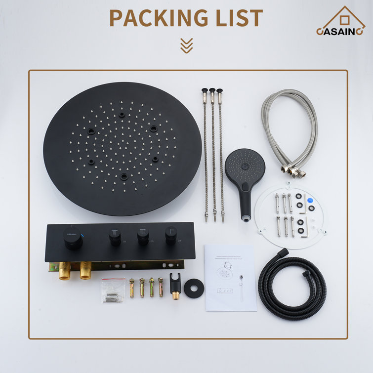 Matte Black Stainless Steel Rain and Pulse Shower System