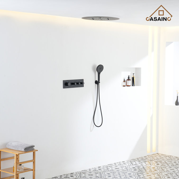 Matte Black Stainless Steel Rain and Pulse Shower System
