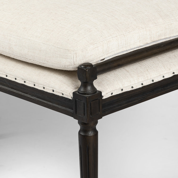 Lucille Cream Upholstered Dining Bench with Oak Legs