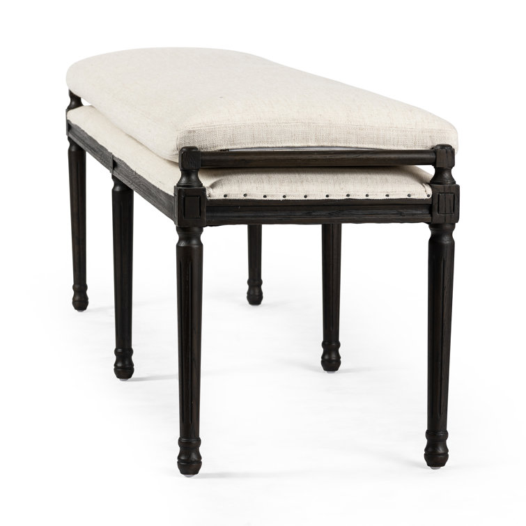 Lucille Cream Upholstered Dining Bench with Oak Legs